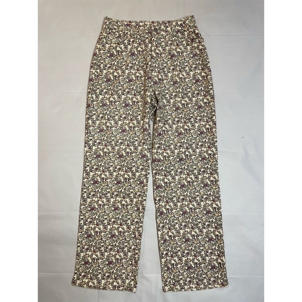 New Polagram Corduroy Floral High-Rise Wide Leg Jeans Pants Size M